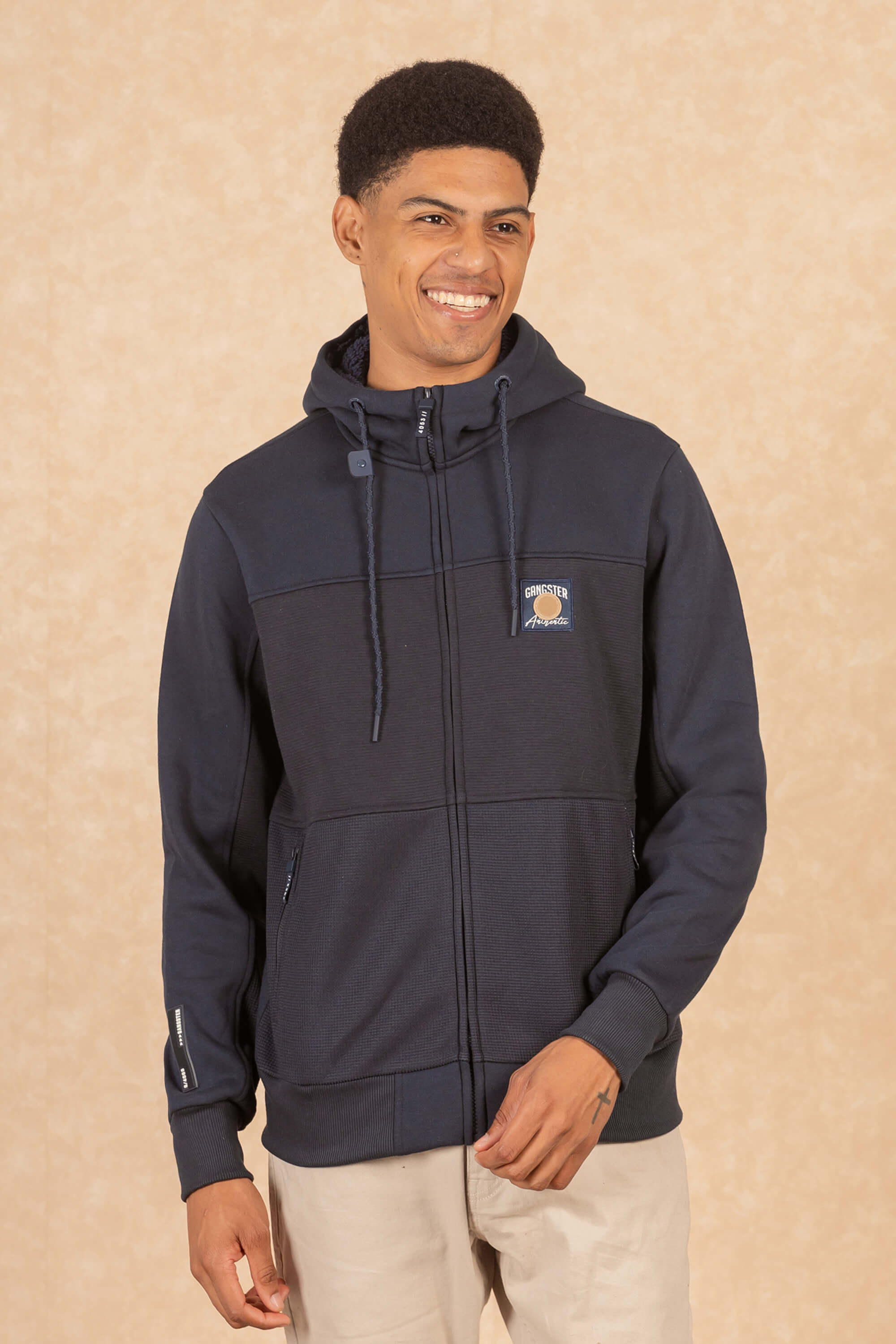 Casaco Moletom Azul Marinho Jaqueta Moletom Flanelado Masculina - Main Image