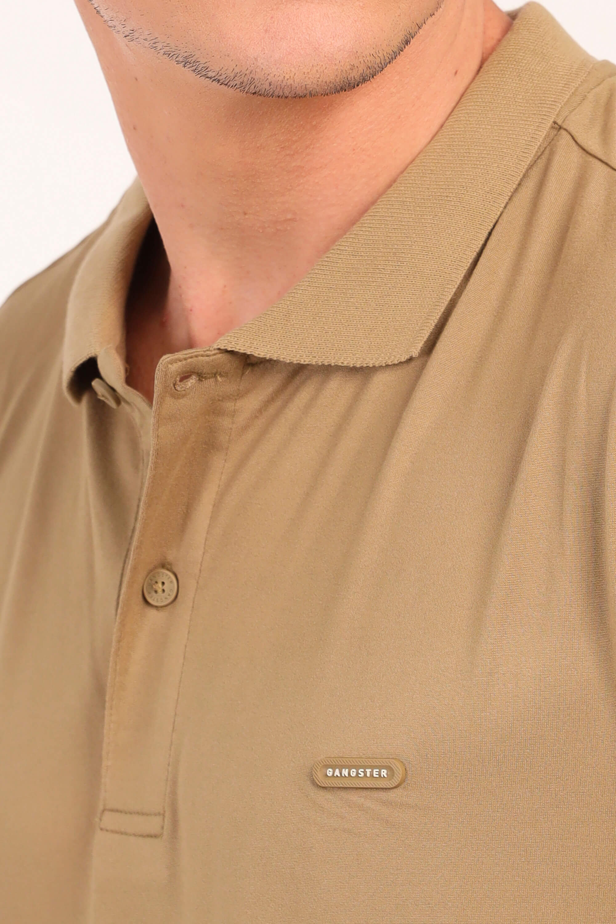 Polo Masculina Elástica Respirável - Bege