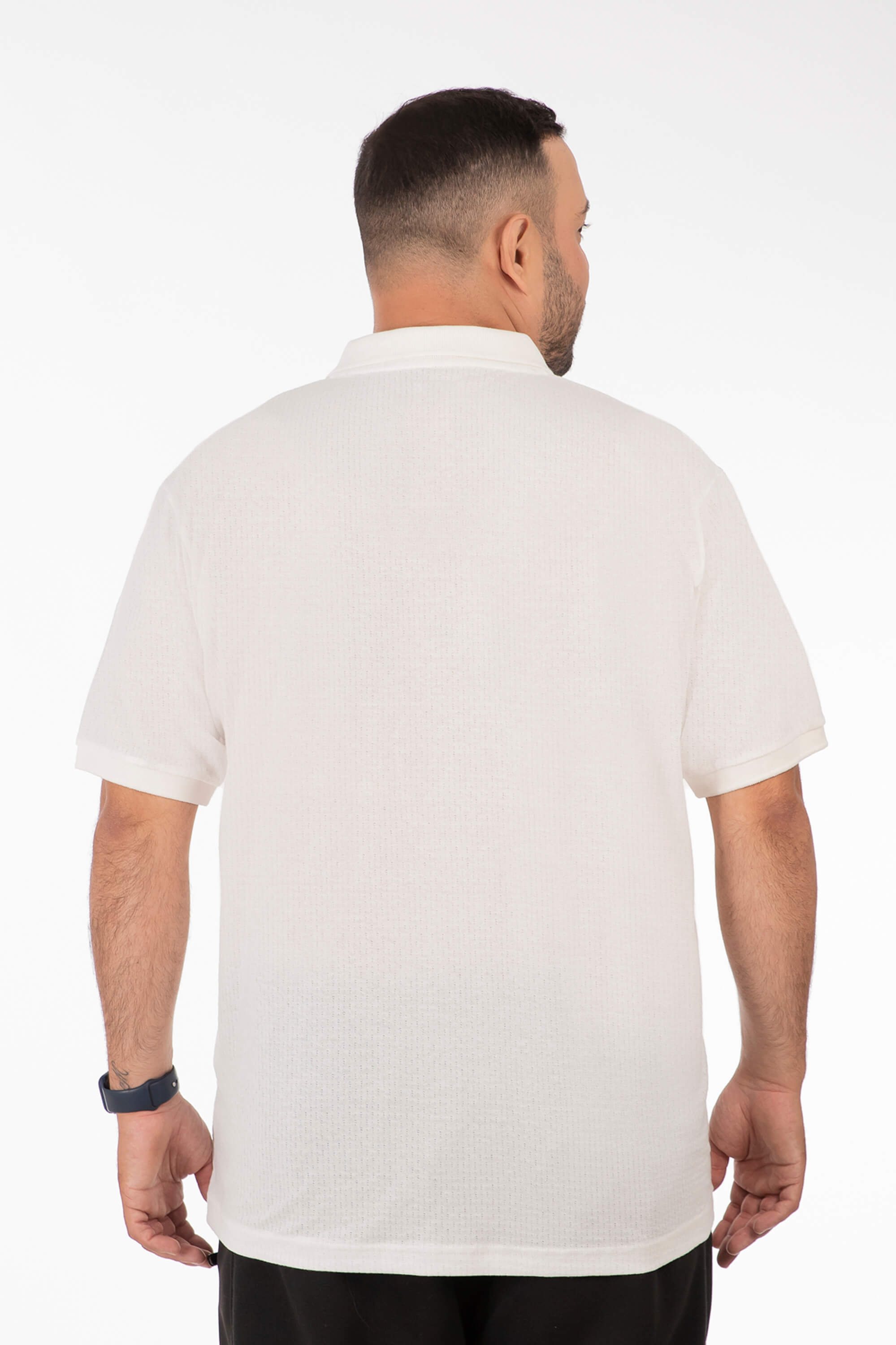 Polo Masculina Plus Size Texturizada com Detalhe Contrastante