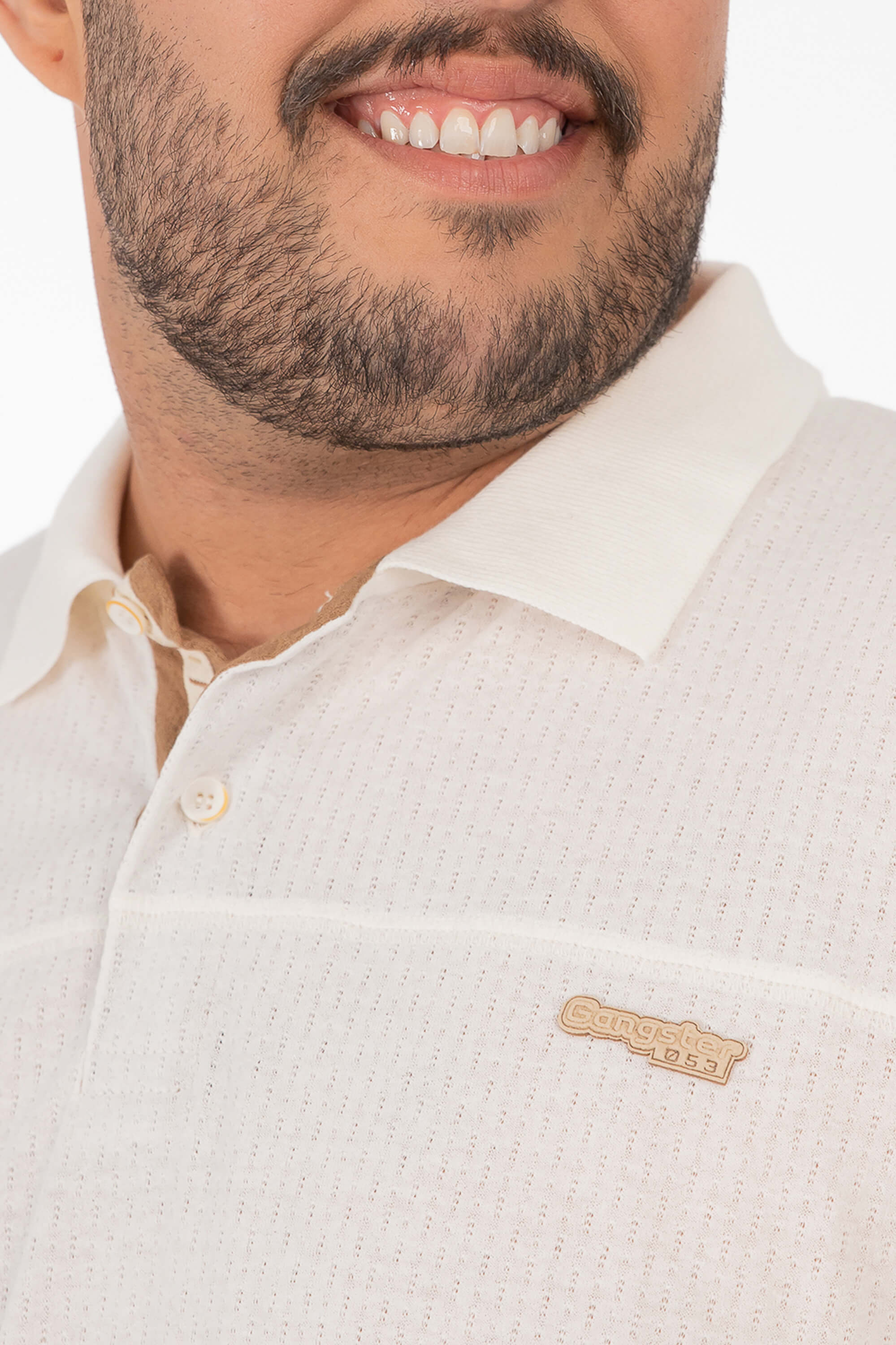 Polo Masculina Plus Size Texturizada com Detalhe Contrastante