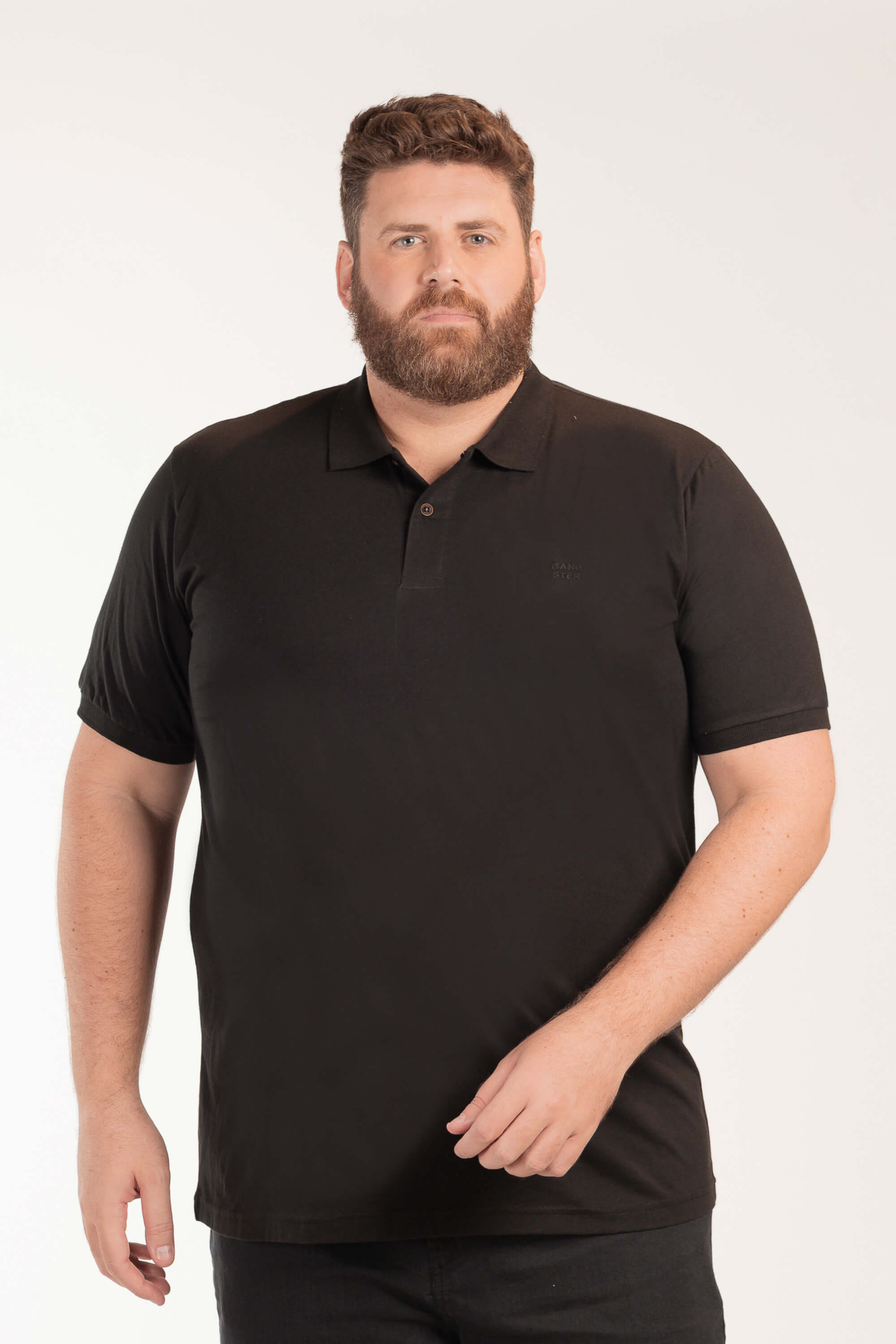 Polo Plus Size Classic Fit Preta 100% Algodão | Toque Especial e