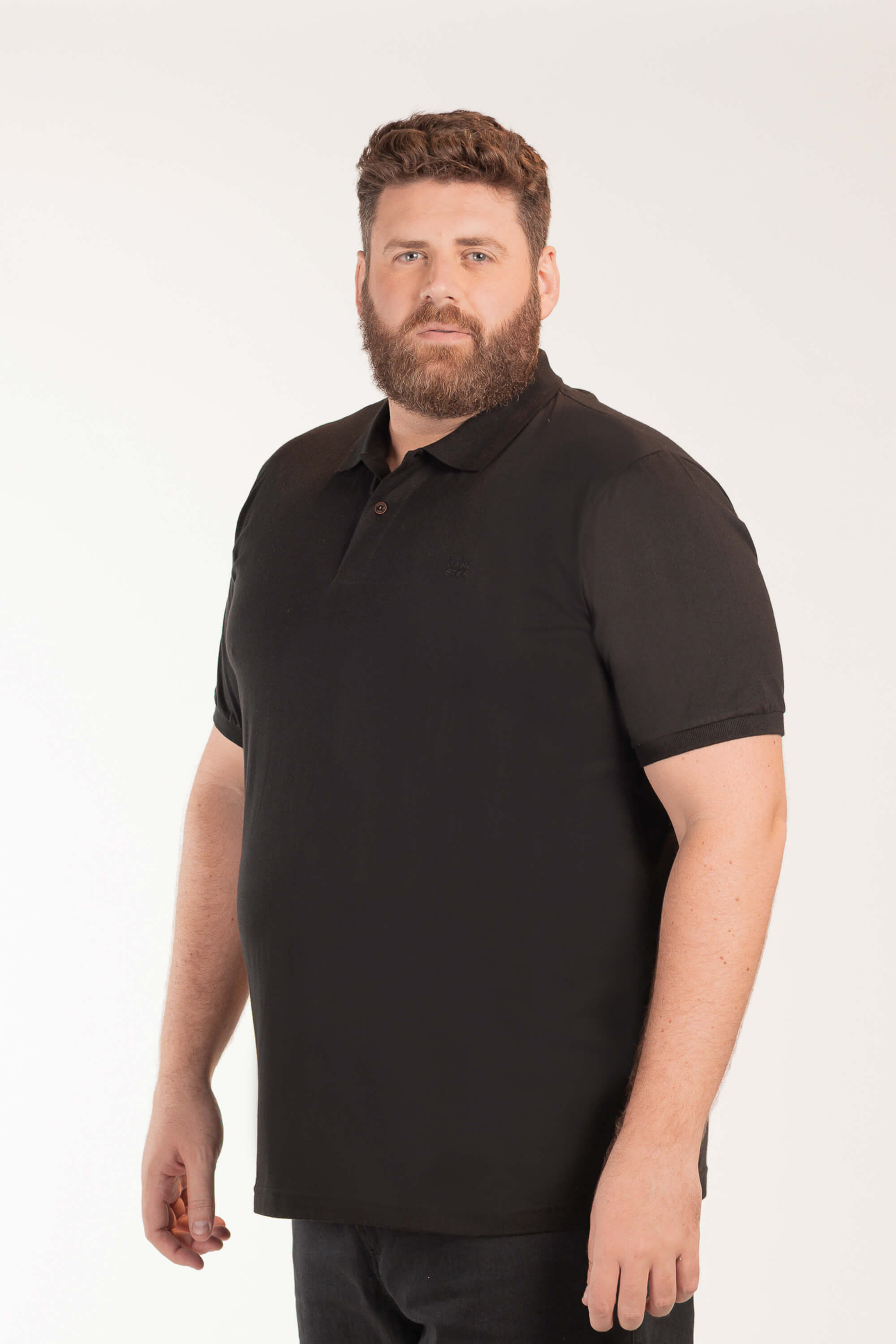 Polo Plus Size Classic Fit Preta 100% Algodão | Toque Especial e